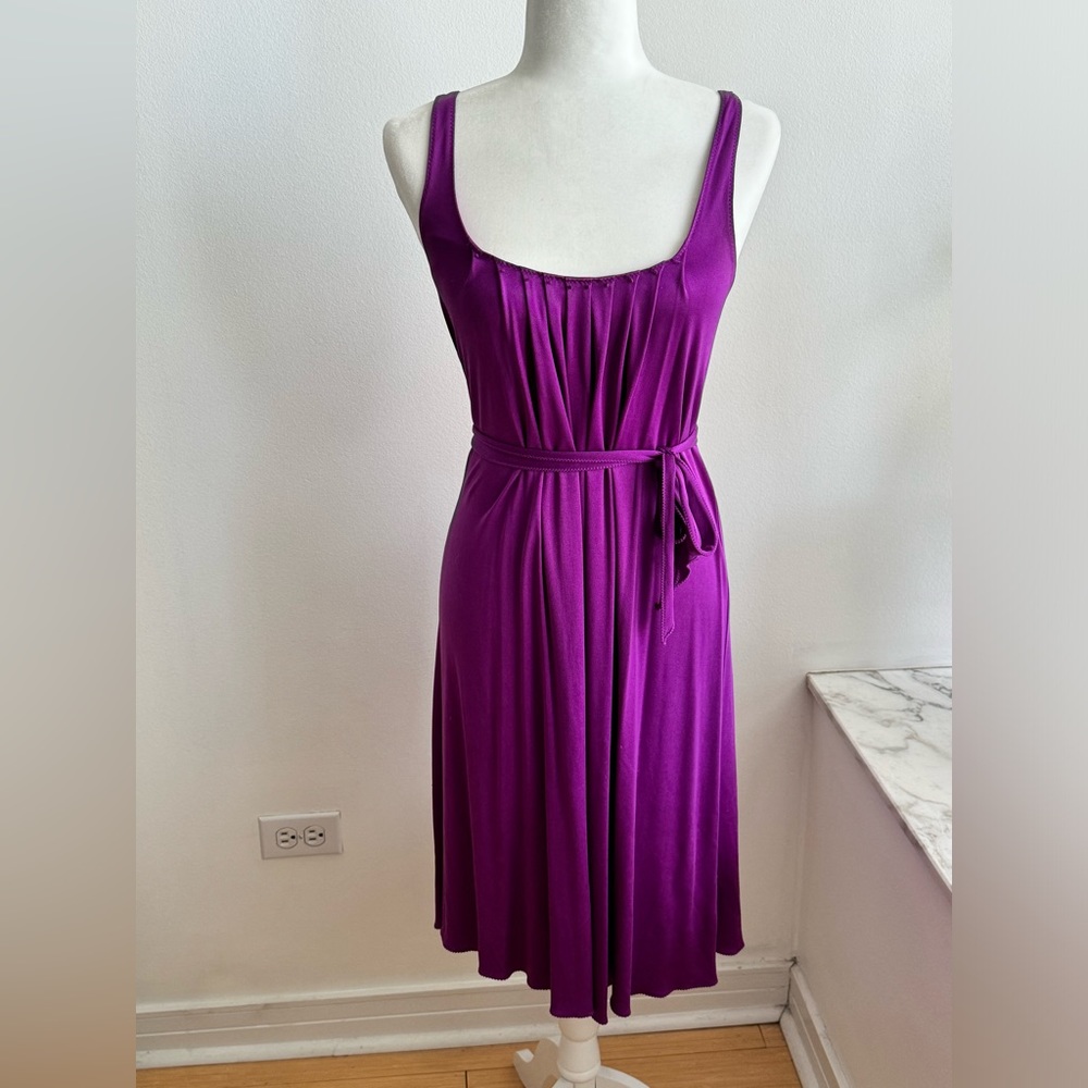 Twelfth Street By Cynthia Vincent Silk Scoop Neck Purple Dress Size S
